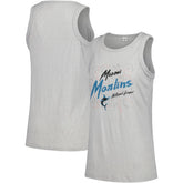Miami Marlins Soft as a Grape Women's Gauze High Neck Tank Top Gray