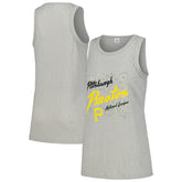 Pittsburgh Pirates Soft as a Grape Women's Gauze High Neck Tank Top Gray