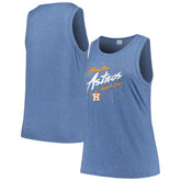 Houston Astros Soft as a Grape Women's Plus Size Curvy High Neck Tri-Blend Tank Top Navy