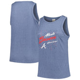 Atlanta Braves Soft as a Grape Women's Plus Size Curvy High Neck Tri-Blend Tank Top Navy