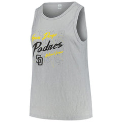 San Diego Padres Soft as a Grape Women's Plus Size Curvy High Neck Tri-Blend Tank Top Steel