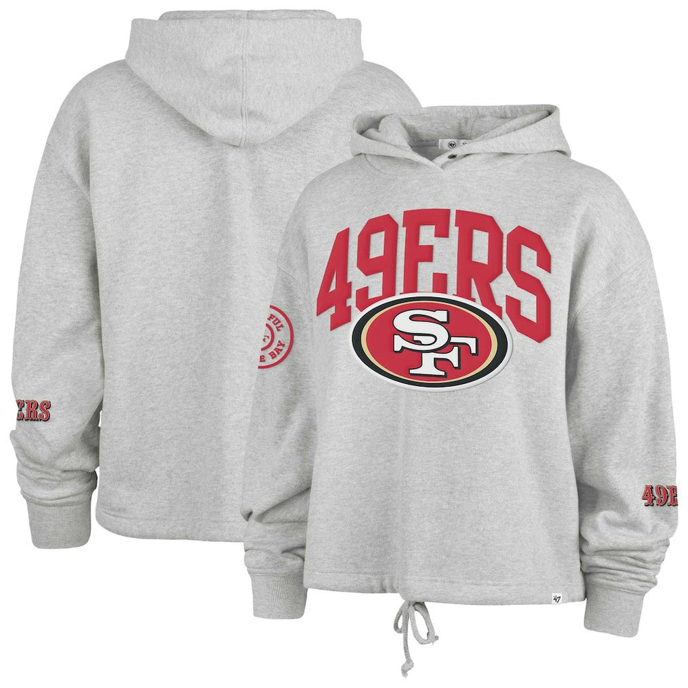 San Francisco 49ers '47 Women's High Hopes Long Sleeve Cropped Hoodie - Heather Gray on sale