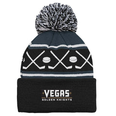 Vegas Golden Knights Preschool Faceoff Cuffed Knit Hat with Pom - Black Hats