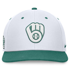 Milwaukee Brewers Bicoastal Two-Tone Pro Performance Snapback Hat White/Green