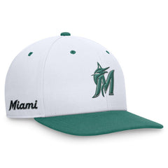 Miami Marlins Bicoastal Two-Tone Pro Performance Snapback Hat White/Green