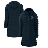 Milwaukee Brewers Cutter & Buck Women's Mission Ridge Repreve Eco Insulated Full-Zip Long Puffer Jacket Navy