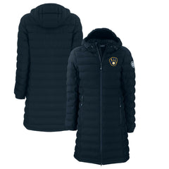 Milwaukee Brewers Cutter & Buck Women's Mission Ridge Repreve Eco Insulated Full-Zip Long Puffer Jacket Navy