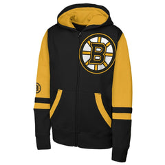 Boston Bruins Youth Face Off Full-Zip Hoodie - Black Hoodies