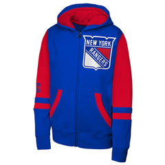 New York Rangers Youth Face Off Full-Zip Hoodie - Blue Hoodies