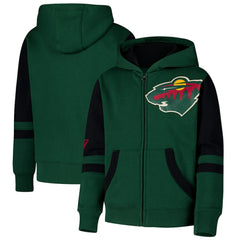 Minnesota Wild Youth Face Off Full-Zip Hoodie - Green Hoodies