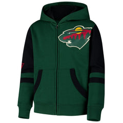 Minnesota Wild Youth Face Off Full-Zip Hoodie - Green Hoodies