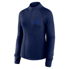 Atlanta Braves Women's Elements Raglan Tri-Blend Quarter-Zip Top Navy