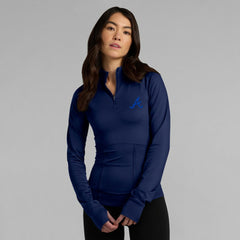 Atlanta Braves Women's Elements Raglan Tri-Blend Quarter-Zip Top Navy