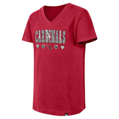 Arizona Cardinals New Era Girls Youth Flip Sequin V-Neck T-Shirt - Cardinal outlet