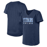 Tennessee Titans New Era Girls Youth Flip Sequin V-Neck T-Shirt - Navy online