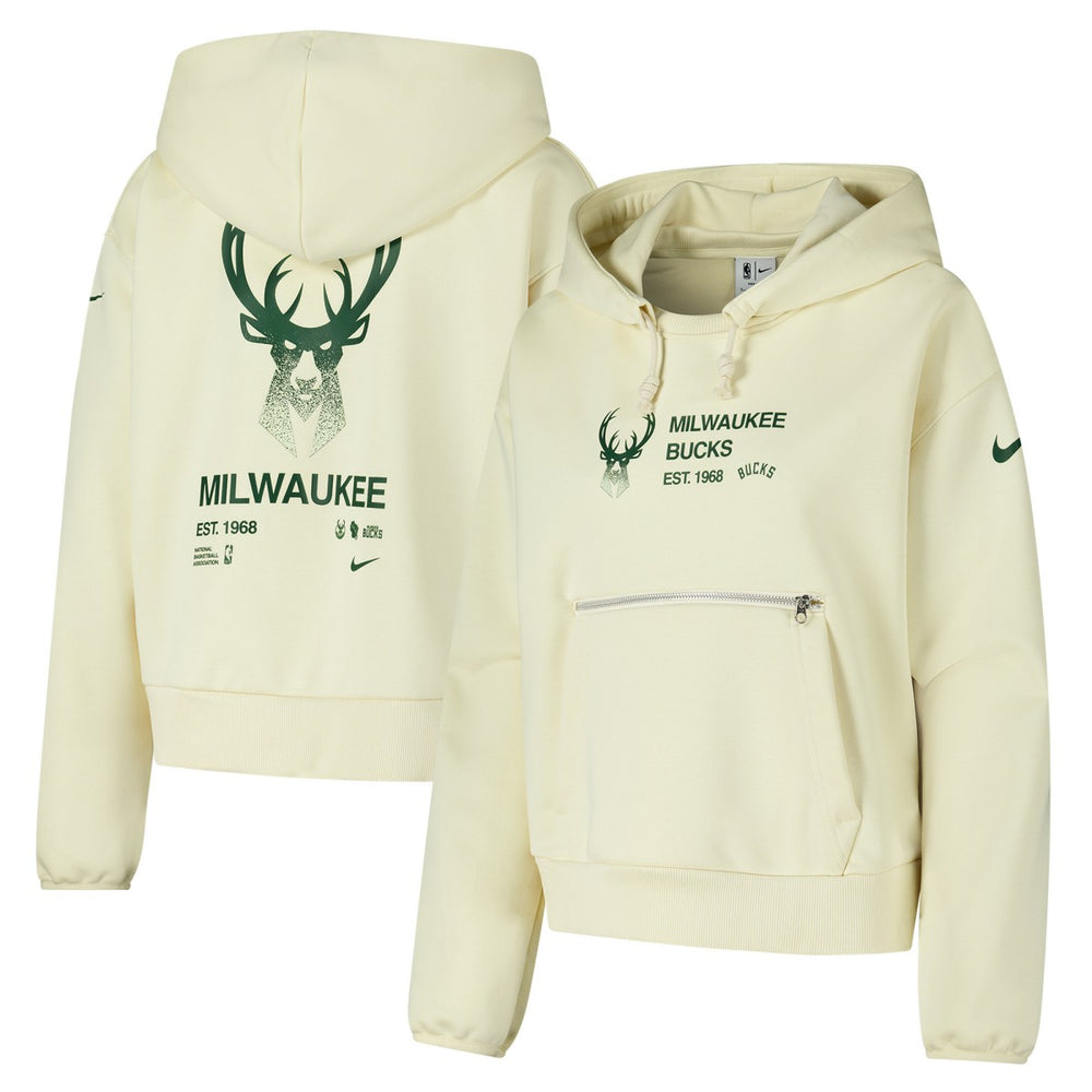 Milwaukee Bucks Women's Courtside Standard Issue Performance Pullover Hoodie - Cream online