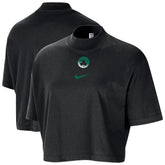 Boston Celtics Women's Courtside Mock Neck Loose Fit Cropped T-Shirt - Black on sale