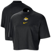 Los Angeles Lakers Women's Courtside Mock Neck Loose Fit Cropped T-Shirt - Black sale