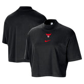 Chicago Bulls Women's Courtside Mock Neck Loose Fit Cropped T-Shirt sale - Black outlet