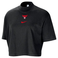 Chicago Bulls Women's Courtside Mock Neck Loose Fit Cropped T-Shirt sale - Black outlet