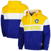 Milwaukee Brewers Ripstop Raglan Quarter-Zip Hoodie Windbreaker Jacket Royal