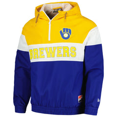 Milwaukee Brewers Ripstop Raglan Quarter-Zip Hoodie Windbreaker Jacket Royal