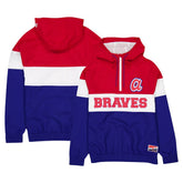 Atlanta Braves Ripstop Raglan Quarter-Zip Hoodie Windbreaker Jacket Blue