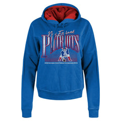 New England Patriots New Era Women's Throwback Boxy Pullover Hoodie - Royal cheap