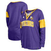 Minnesota Vikings New Era Women's Lace-Up Notch-Neck Long Sleeve T-Shirt - Purple discount