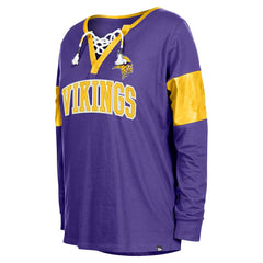 Minnesota Vikings New Era Women's Lace-Up Notch-Neck Long Sleeve T-Shirt - Purple discount