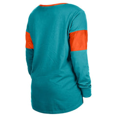 Miami Dolphins New Era Women's Lace-Up Notch-Neck Long Sleeve T-Shirt - Aqua cheap