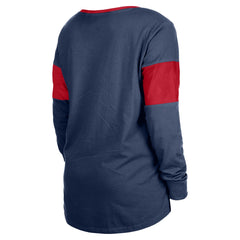 Houston Texans New Era Women's Lace-Up Notch-Neck Long Sleeve T-Shirt - Navy discount