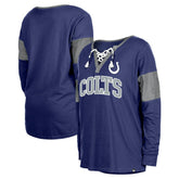 Indianapolis Colts New Era Women's Lace-Up Notch-Neck Long Sleeve T-Shirt - Royal online