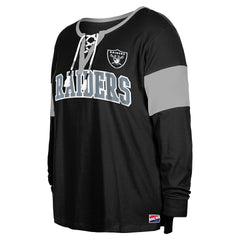 Las Vegas Raiders New Era Women's Plus Size Lace-Up Notch Neck Long Sleeve T-Shirt - Black cheap