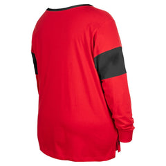 San Francisco 49ers New Era Women's Plus Size Lace-Up Notch Neck Long Sleeve T-Shirt - Scarlet discount