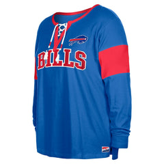 Buffalo Bills New Era Women's Plus Size Lace-Up Notch Neck Long Sleeve T-Shirt - Royal cheap