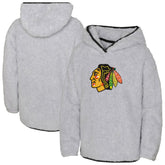 Chicago Blackhawks Girls Youth Ultimate Teddy Fleece Pullover Hoodie - Heather Gray Hoodies