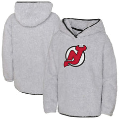New Jersey Devils Girls Youth Ultimate Teddy Fleece Pullover Hoodie - Gray Jerseys