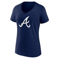 Atlanta Braves Women's Plus Size Mother's Day #1 Mom V-Neck T-Shirt Navy