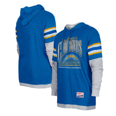Los Angeles Chargers New Era Twofer Long Sleeve Hooded T-Shirt - Royal on sale