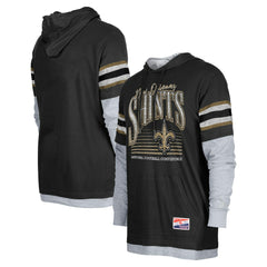 New Orleans Saints New Era Twofer Long Sleeve Hooded T-Shirt - Black outlet