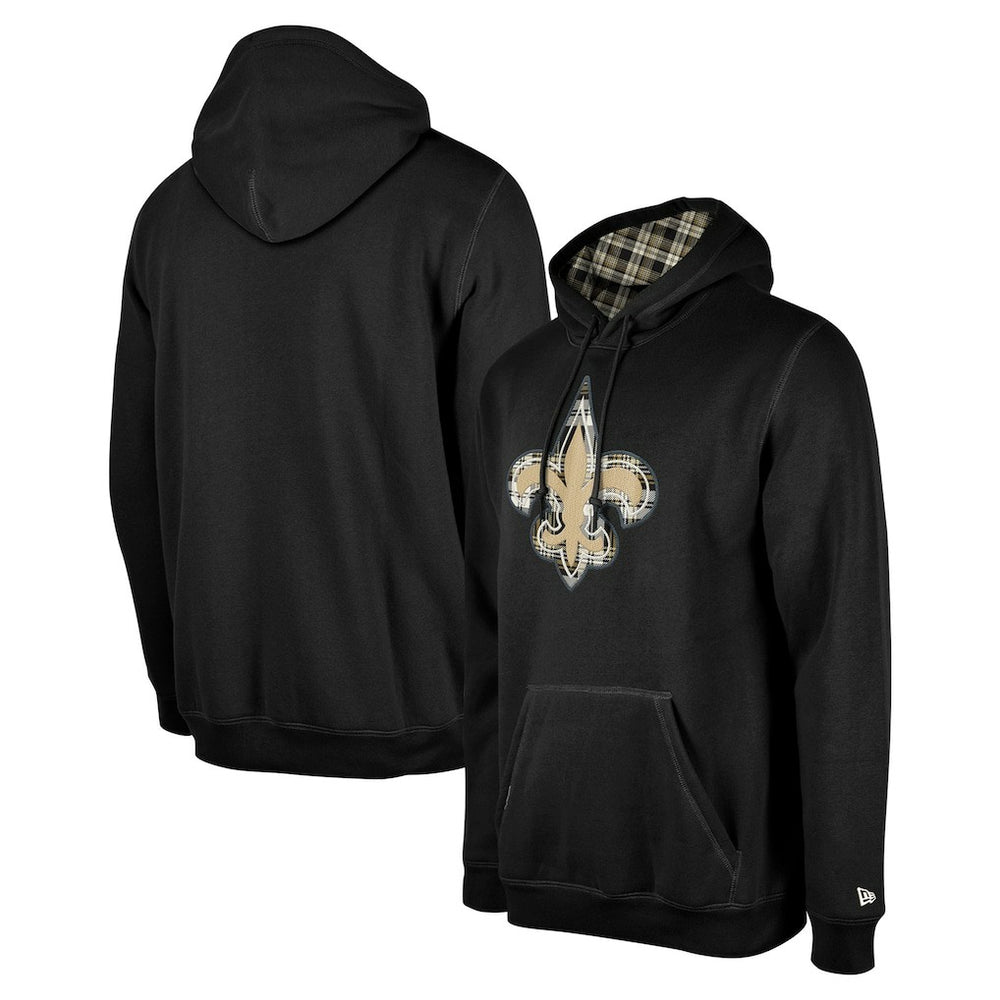 New Orleans Saints New Era 3rd Down Plaid Pullover Hoodie - Black for sale
