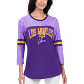 Los Angeles Lakers G-III 4Her by Carl Banks Women's Play the Game 3/4-Sleeve T-Shirt - Purple cheap