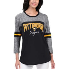 Pittsburgh Penguins G-III 4Her by Carl Banks Women's Play The Game 3/4-Sleeve T-Shirt - Black T-shirts