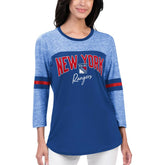 New York Rangers G-III 4Her by Carl Banks Women's Play The Game 3/4-Sleeve T-Shirt - Blue T-shirts