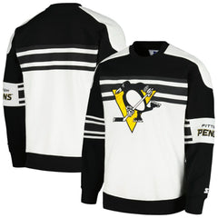 Pittsburgh Penguins Starter Defense Fleece Crewneck Pullover Sweatshirt - White Sweatshirts
