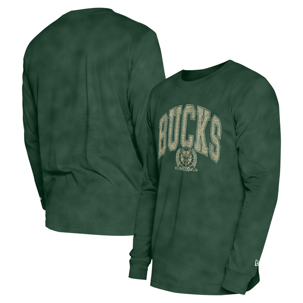 Milwaukee Bucks Unisex Oversized Essentials Enzyme Wash Long Sleeve T-Shirt - Hunter Green online