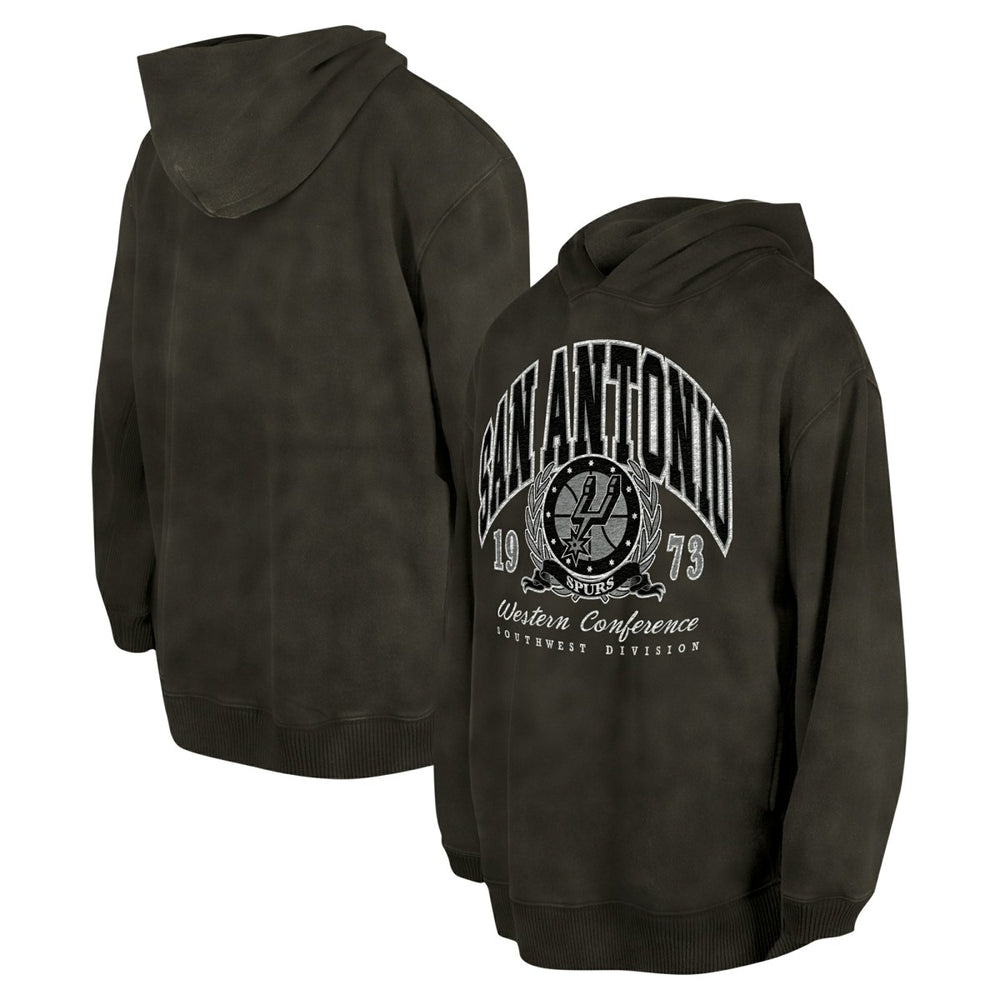 San Antonio Spurs Unisex Oversized Essentials Pigment Wash Fleece Pullover Hoodie - Charcoal cheap