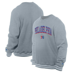 Philadelphia 76ers Chenille Cross Over Pullover Sweatshirt - Gray shop