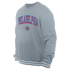 Philadelphia 76ers Chenille Cross Over Pullover Sweatshirt - Gray shop
